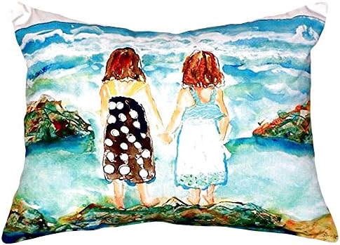 Betsy Drake NC086 Twins on Rocks No Cord Pillow, 16" x20"