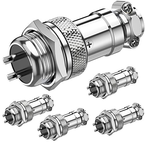 DIYhz GX16 2 Pins Panel Metal Mount Circular Metal Aviation Connector Adapter Male Female Plug Socket (5 Pcs)