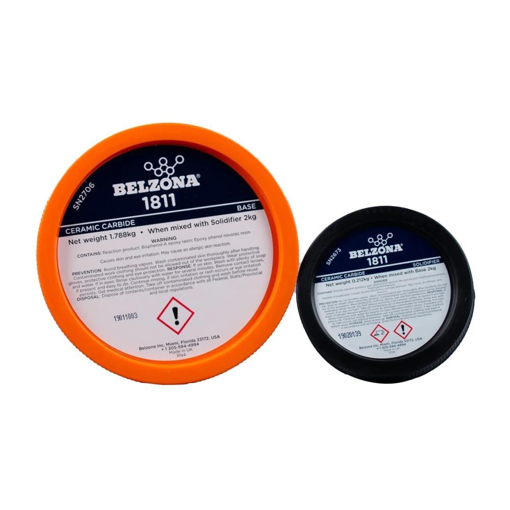 Belzona 1811 Ceramic Carbide 2kg Kit Reparación de Tuberías Válvulas Resistencia a la Abrasión Protección Metal Curado a Temperatura Ambiente Sin Solventes Base 1.788kg Endurecedor 0.212kg