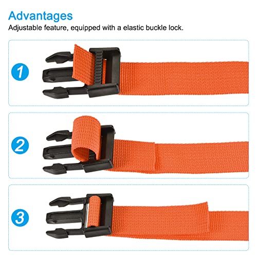 Image of MECCANIXITY Utility Strap with Buckle 1x98 Inch Polyester Quick Release Adjustable Belt for Travel Outdoor Bag Luggage Packing (Orange, Pack of 2)