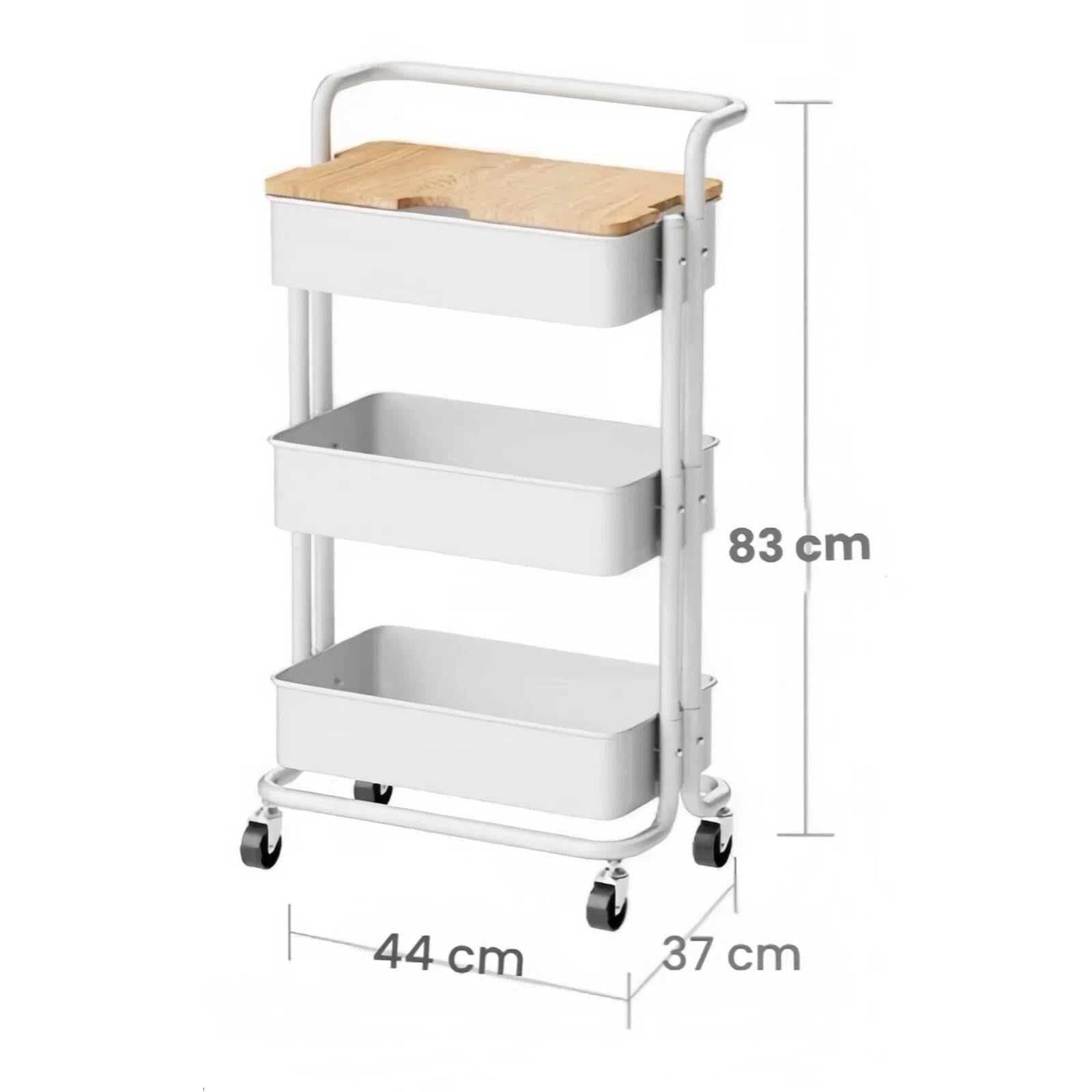 Carrello da cucina Carrello portaoggetti con rotelle a 3 livelli, ripiano mobile for snack e organizer da comodino(Blue)