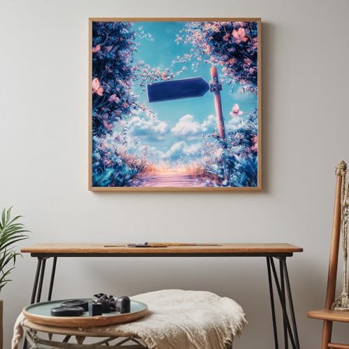 Image of Xinpinzhou Scenery 11ct Stamped Cross Stitch Kits for Adults, 14x14 in | Pre Printed 11 Count Cotton Fabric, Finished Embroidery Pattern is Elegant for Wall Decor, Easy Diy Hobby Craft for Women