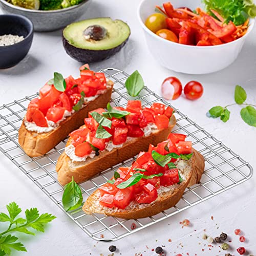 Small Baking Cooling Rack Set Of 2, E-Far Stainless Steel Toaster Oven Rack For Cooking Roasting Grilling Meat, 8.6” X 6.2” Metal Bakeable Wire Rack For Cookie Cake Bacon - Dishwasher Safe #TOP5