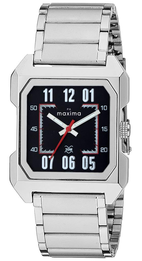 Maxima Stainless Steel Analog Black Dial Men Watch - 22774Cmgi, Silver Band (B00FPG23EU) Amazon Price History, Amazon Price Tracker