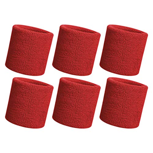 HANERDUN Schweißband Handgelenk schweissband Herren Damen Absorbierende Schweißbänder Arm für Sport Laufen Fahrrad Joggen Fußball Tennis Rot(6 STK)-UK