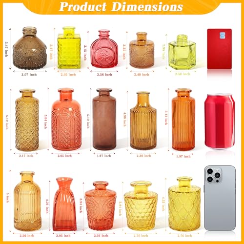 Set of 30 Gold Colored Glass Bud Vases - Small Textured Flower Vases for Centerpieces, Wedding Table Decor, Retro Home Decor Bulk Fall Vase Set for DIY, Events & Gifts — view 3