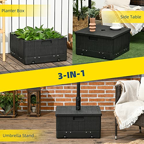 image for Outsunny 3-in-1 Outdoor Umbrella Base, Coffee End Table, Flower Box Pl