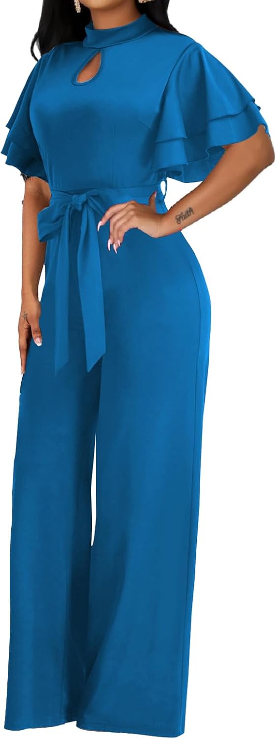 Yiershu Elegant Jumpsuits for Women Dressy Formal Long Straight Pants Wedding Guest Business Jumpsuit - Image 2