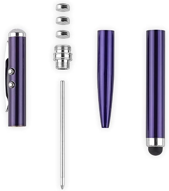 Metal Multi-Function Pen, Touch Screen Stylus, Flashlight with White Light, Creative Christmas and Birthday Gifts (2 Transparent Blue)