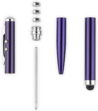 Metal Multi-Function Pen, Touch Screen Stylus, Flashlight with White Light, Creative Christmas and Birthday Gifts (2 Transparent Blue)