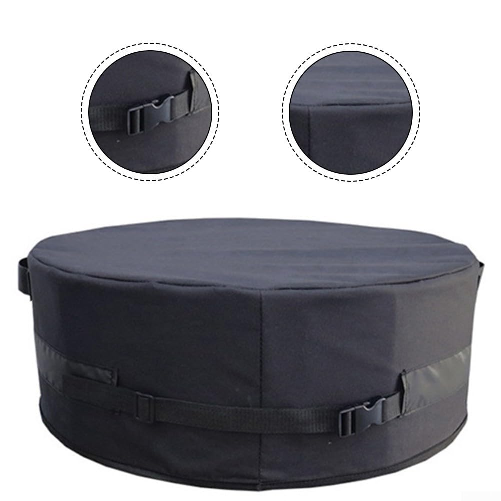 Housse de foyer rond, 130 cm en tissu Oxford robuste résistant aux intempéries avec poignées latérales, pour brasero intégré, noir