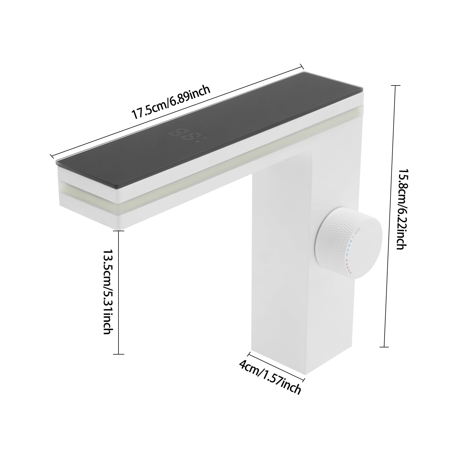 Grifo con sensor de infrarrojos, grifo de lavabo con indicador de temperatura, pantalla digital, grifo mezclador de agua fría caliente, grifo de baño sin contacto