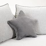 Sternkissen Cord Grau Deko-Kissen Breitcord Kuschelkissen Stern Öko-Tex 100 Zertifiziert und 40°C waschbar - Sternenkissen für Sofa, Wohnzimmer oder Kinder-Zimmer - 38x38x14 cm