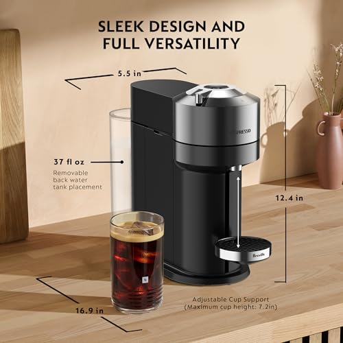 Nespresso Vertuo Next Deluxe Coffee and Espresso Maker, Pure Chrome with Aeroccino Milk Frother,1.1 liter, Black,Dark Chrome - image 8