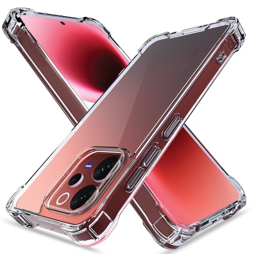 Image of Amazon Basics Back Cover for Vivo V70 5G PC + TPU Clear Transparent Raised Edges Shockproof Protective Phone Bumper Case (Transparent)