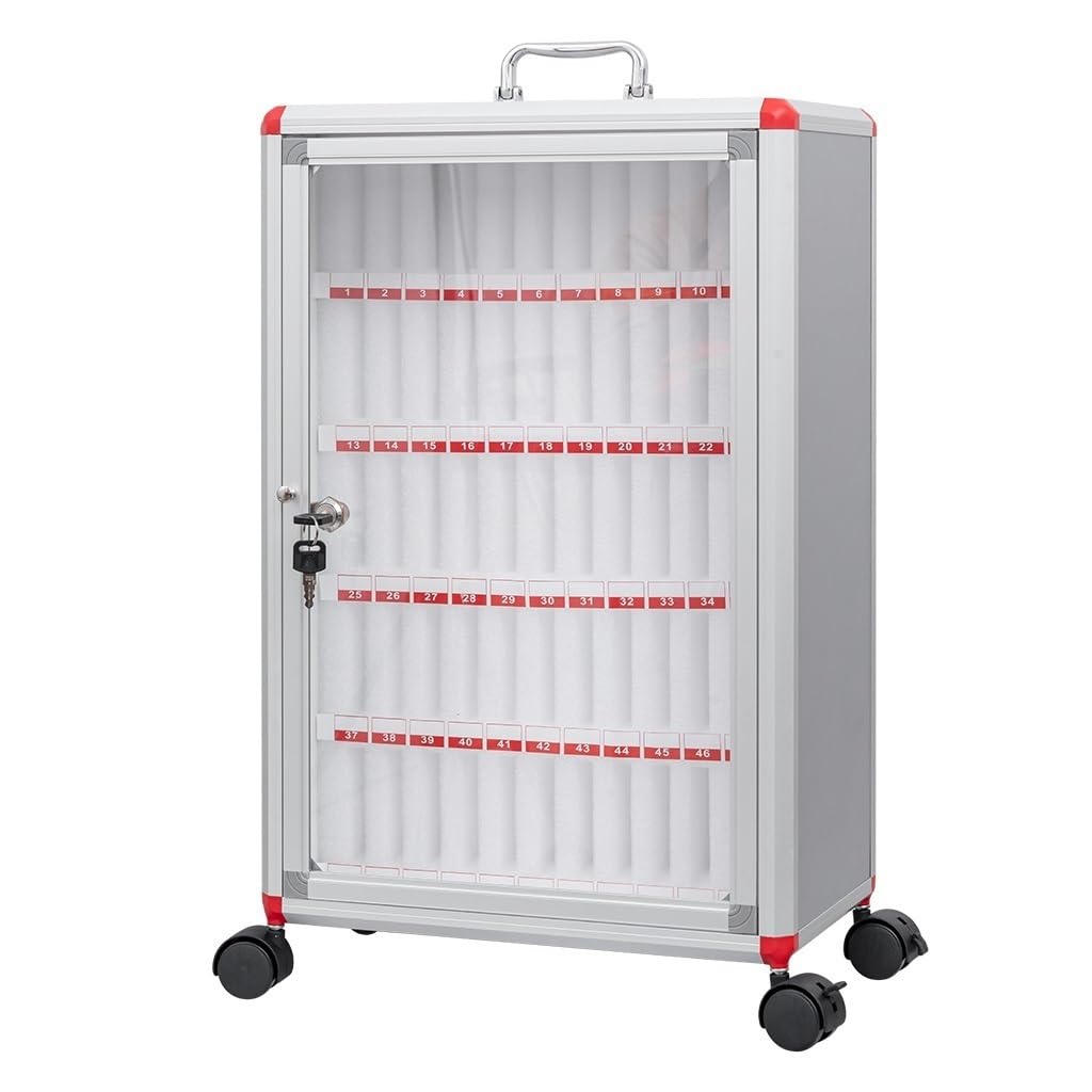 Easnuroz Cell Phone Storage Box 12/15/20/25/30/40 Slots Aluminum Alloy Mobile Phone Storage Box With Lock Classroom School Office For Classroom, Office, Repair Shop (SILVER-A, RDWADYYAW-SILVER-A-60) — image 1