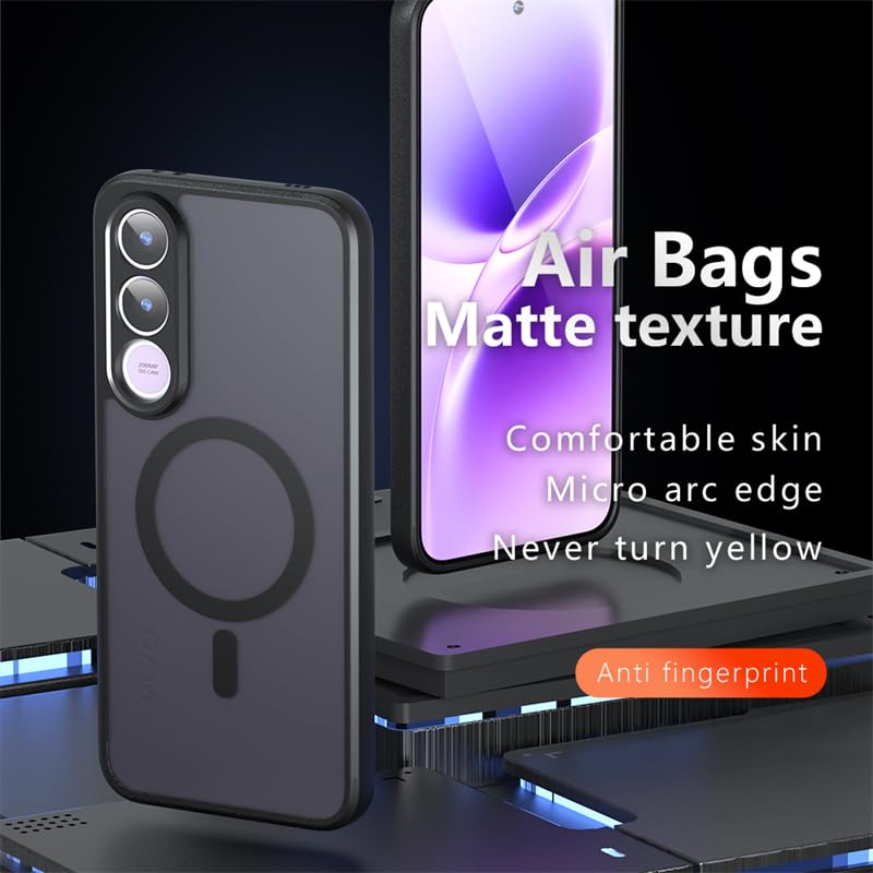Image of Back Cover for Vivo V70 FE 5G, Translucent Matte PC Back + Soft Side TPU Bumper Shockproof Magnetic Support Mobile Case Cover (Vivo V70 Fe 5G)