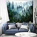 Atrippy Misty Forest Tapestry for Bedroom, Nature Mist Foggy Landscape Wall Tapestry Hanging, Green Trees Wall Art Vintage Retro Room Decor for Living Room College Dorm 51x60 Inches