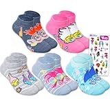 Dreamworks Trolls Socks - Trolls Socks for Girls Bundle with 5 Pairs of Trolls No Show Socks Shoe Size 4-6 Plus Stickers | Trolls Socks for Girls, Kids