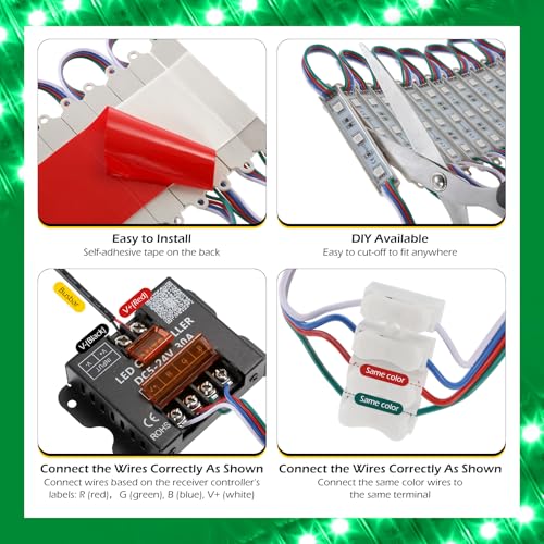 Image of Dyna-Living 200FT RGB LED Storefront Lights for Business APP Bluetooth & IR Controller 400PCS 3-led 5050 SMD LED Module Light with Music Sync Mode IP68 Waterproof Storefront Lights