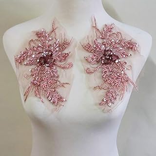 1 Pair New Beaded Stereo Multi-Color Lace Cloth Stickers/Wedding Dress/Dress with Stereo Lace Flower Stickers DIY Accessor...