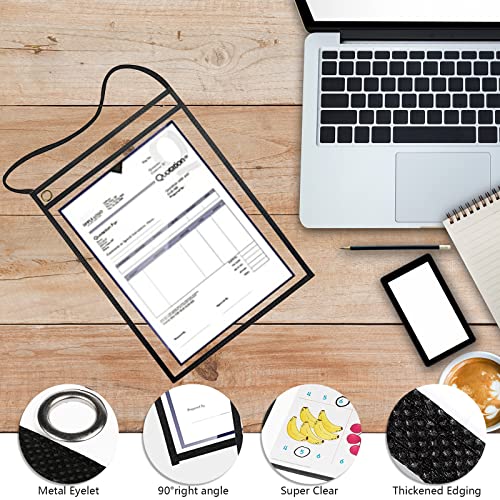 Merkaunis 50 Pack Shop Ticket Holders Job Ticket Holders Work Order Holder Pockets, 9 X 12 Dry Erase Pocket Work Order Plastic Sleeves With Hanging Strap, Both Sides Clear #TOP2