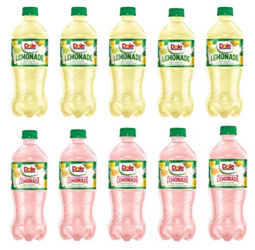 Dole Strawberry Lemonade and Lemonade 20oz bottles pack of 10, Made with Real Lemon juice and real sugar (Total of 200 FL OZ)