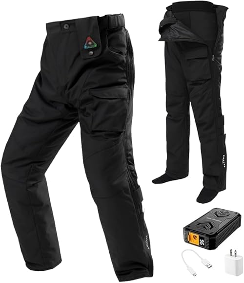 （12:00時点） [Wotivon] 電熱パンツ バイクパンツ 【12V超高出力 ３秒即暖 30000mAh大容量バッテリー付き】ヒーターパンツ 独立温度制御 DC給電式 洗濯可 (JP, アルファベット, LL, Regular, ブラック)