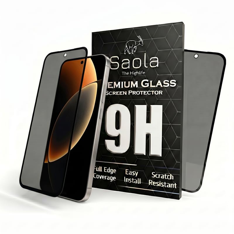 Image of Saola Ultra Privacy Tempered Glass For Realme gt 8 pro (PACK OF 1) with Free Installation Kit. Full screen Coverage. Free Replacement If Received Damaged - 6.79 inch