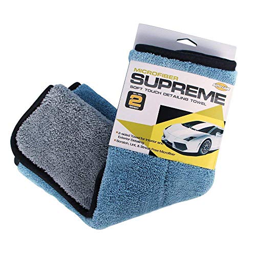 Auto Care 920GSM Super Thick Microfiber Car Cleaning Cloth Detailing Towel 15'' x 17.7'' (Blue/Gray-3PCS)