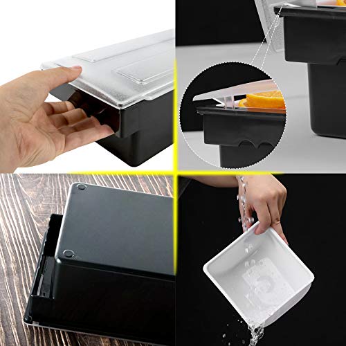 Clear Condiment Dispenser Restaurant Bar Serving Tray Ice Chilled Organizer with Station and Lid for Serving Fruits, Ice Cream, Salad, Toppings( 3 Compartments)