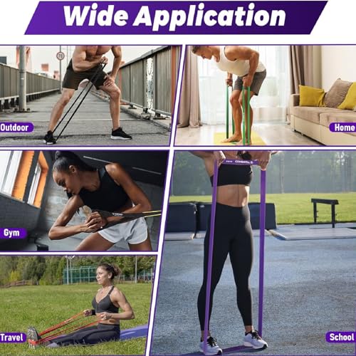 TOMSHOO Taśmy do fitnessu, zestaw taśm oporowych, taśmy do podciągania się z opaską na drzwi, taśmy terrowe z torbą do przechowywania, taśma fitness do budowy mięśni, jogi i pilatesu (zestaw 4 szt.)