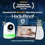 Babysense Full HD 5.5" Split Screen Baby Monitor with 2 Cameras, 6-Color Night Light, White Noise, Sound & Light Machine, 20-Hour Battery, Hack-Proof Non-WiFi Secure Connection