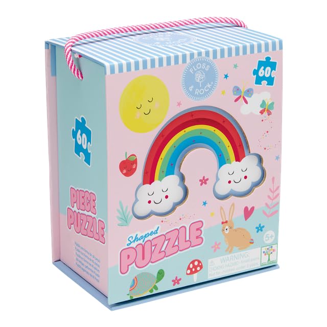 Floss & Rock Rainbow Fairy Shaped Puzzle, 60-Piece, 20 x 13-Inch, Multicolor