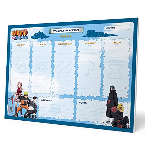 Grupo Erik Bloc planificador semanal Naruto - Planificador semanal A4 sin fecha - Calendario sobremesa │ Organizador semanal - Calendario semanal - Planner semanal - Licencia oficial