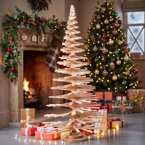 Hollowfly 5 ft Wood Christmas Tree Display Large Christmas Village