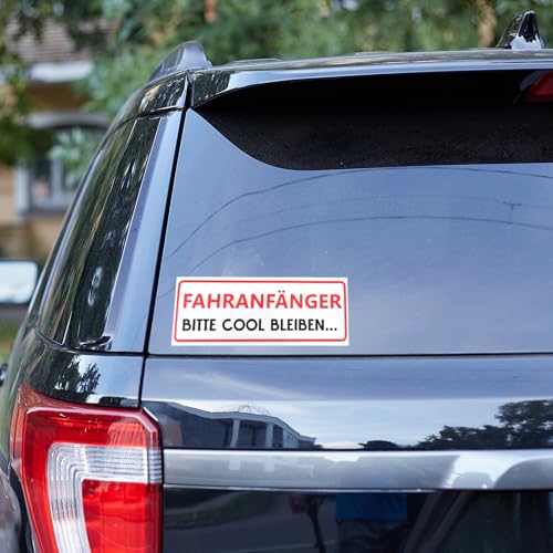 Fahranfänger Aufkleber Magnetschild 26 x 10 cm Achtung Fahranfänger Bitte Cool Bleiben Magnet Schild Beginner für Fahrschule