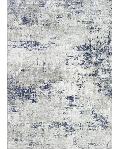 Area Rugs 5x7 Living Room: Large Modern Abstract Washable Rug Soft Anti-Skid Non-Shedding Carpet Indoor Floor Thin Carpets for Bedroom Dining Room Farmhouse Nursery Home Office Night Blue Grey