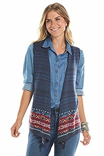 Chaps Women's Open-Front Sweater Vest (Small) Blue