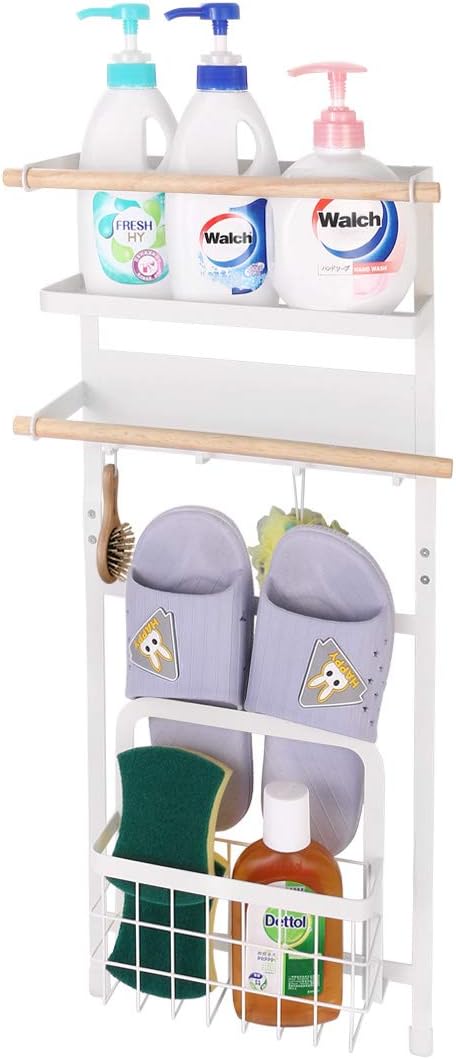 Amazon Co Jp Haturi 洗濯機横マグネット 洗濯機 マグネット サイドラック 洗濯機 ランドリーラック 貼り付け スペースを有効活用 H67xl31xw11cm ホワイト ホーム キッチン