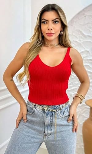 KIT 3 Blusa Regata BASICA Alça Tricot Tendência Moda Blogueira Regatinha DE ALCINHA FEMININA Trico C