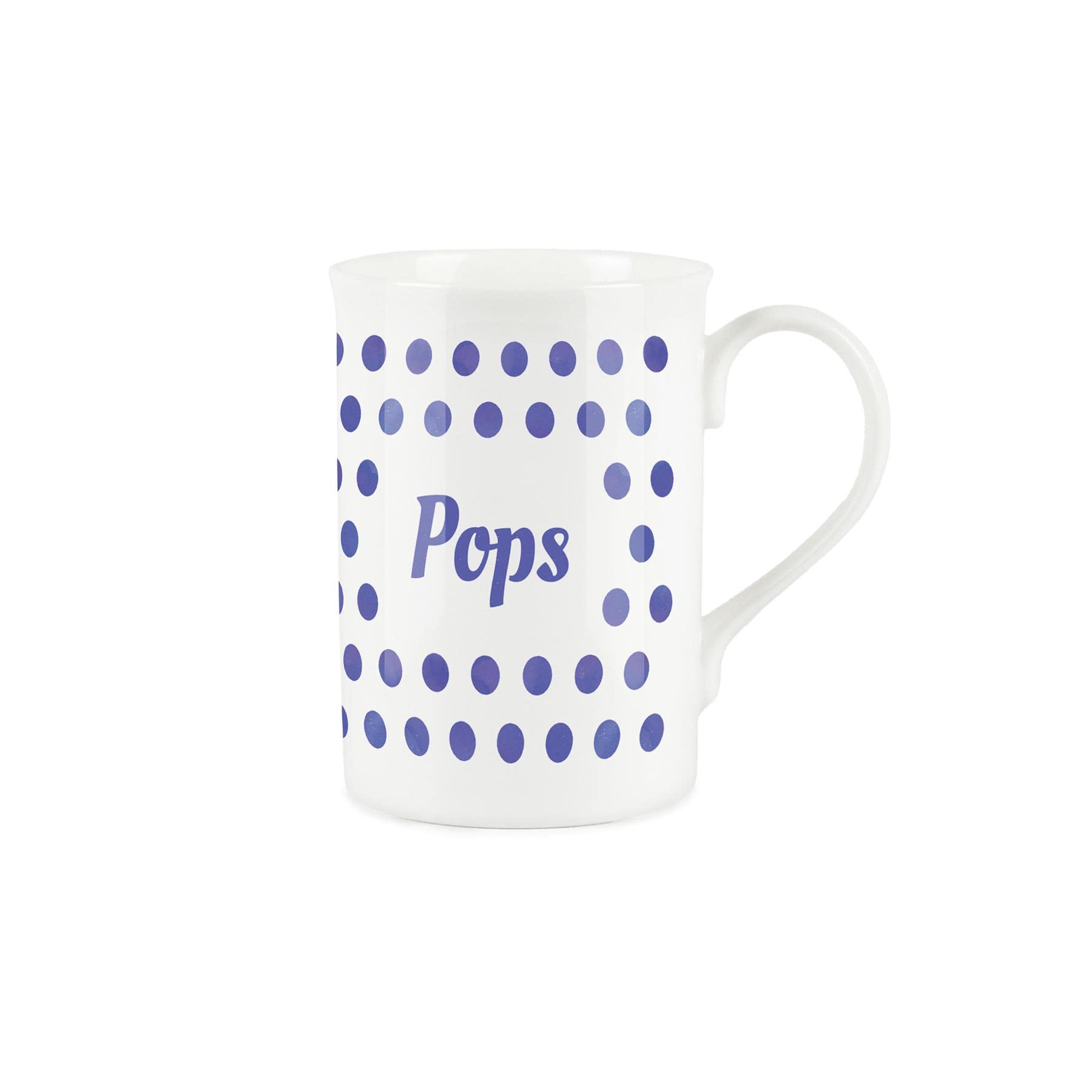 Purely Home Indigo Polka Dots Spots Pops Mug - Fine Bone China Gift/Present Mug for Pops Grandpa Grandad, White/Indigo
