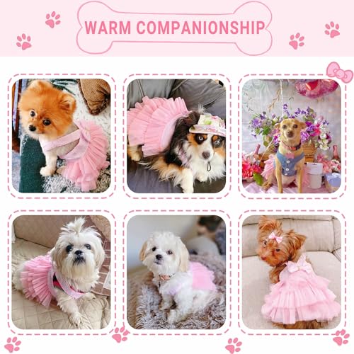 Dog Dresses, Fashion Pet Dog Clothes, Striped Mesh Puppy Dogs Princess Dresses (Pink, Small) by TAPBULL - Image 4