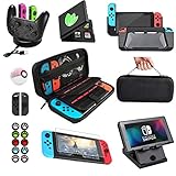Accessories Bundle for Nintendo Switch Essential Games Kit for Switch Including Joy Con Covers,Grips and Thumbstick Caps, Carrying Bag Charging Dock, Game Card Case PlayStand