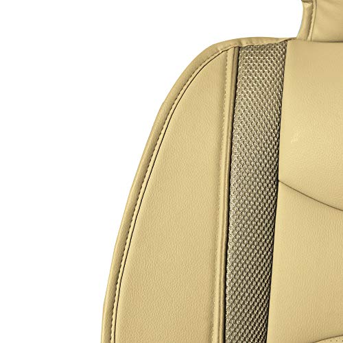 Image of FH Group Car Seat Cover Cushion - Rear Seat Covers for Cars Trucks SUV, Faux Leather Car Seat Cushions, Waterproof Car Seat Cover Cushion, Universal Fit Car Seat protector Rear Set Beige Tan