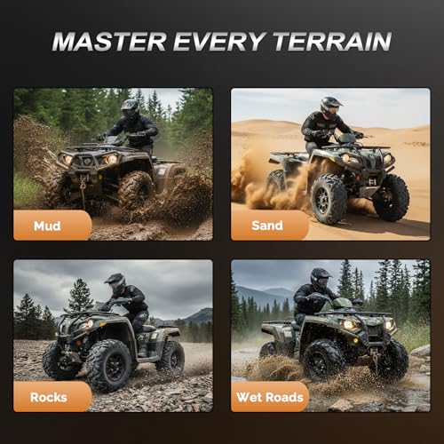 Image of TUFFIOM 26x9-12&26x11-12 Set of 4 for All Terrains, Mud Sand Off-road ATV UTV Tire for Trail Vehicles, 6 PR, Deep Tread, Tubeless