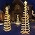 Set of 3 Spiral Outdoor Lighted Christmas Tree, 3/4/6 Feet Christmas Lights with 7" Star Topper, UL Certification Collapsible Spiraling Tree Light Kit for Xmas Patio Wedding Decoration, Warm White