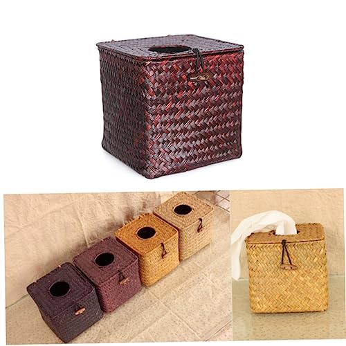 JOINPAYA 5piezas Caja De Pañuelos De Papel De Hierba Marina Tejida Mano Soporte para Servilletas Decorativa y Funcional para Baño Oficina o Hogar Color Espresso Venta Mínima Unidades