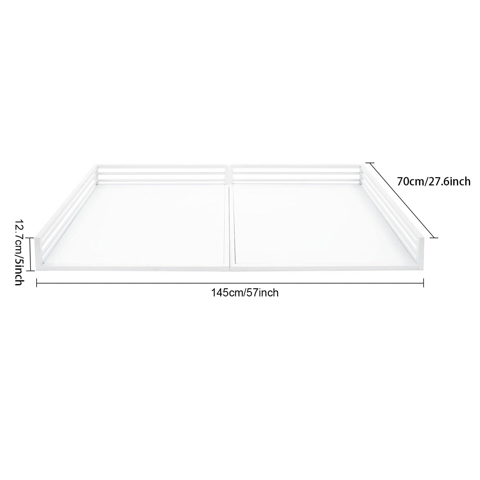 Lavadora secadora de encimera, 145 x 70 x 12,7 cm, estructura de lavadora, estante de hierro con listones de protección elevados, sin montaje, 10,83 kg para lavadero, baño y cocina (blanco)