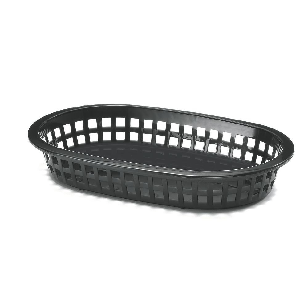 Black 8-1/2" x 6" Oval A La Carte Platter Basket by Tablecraft – Large, Polypropylene, Black, Model 7.27875E+11